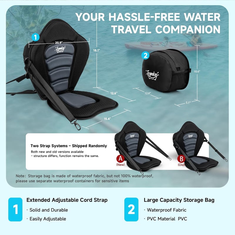 Trymaker Kayak Seats with Back Support for Sit on Top, Universal Paddle Board Seat for Inflatable Paddleboard, Sup, Canoe - Image 5